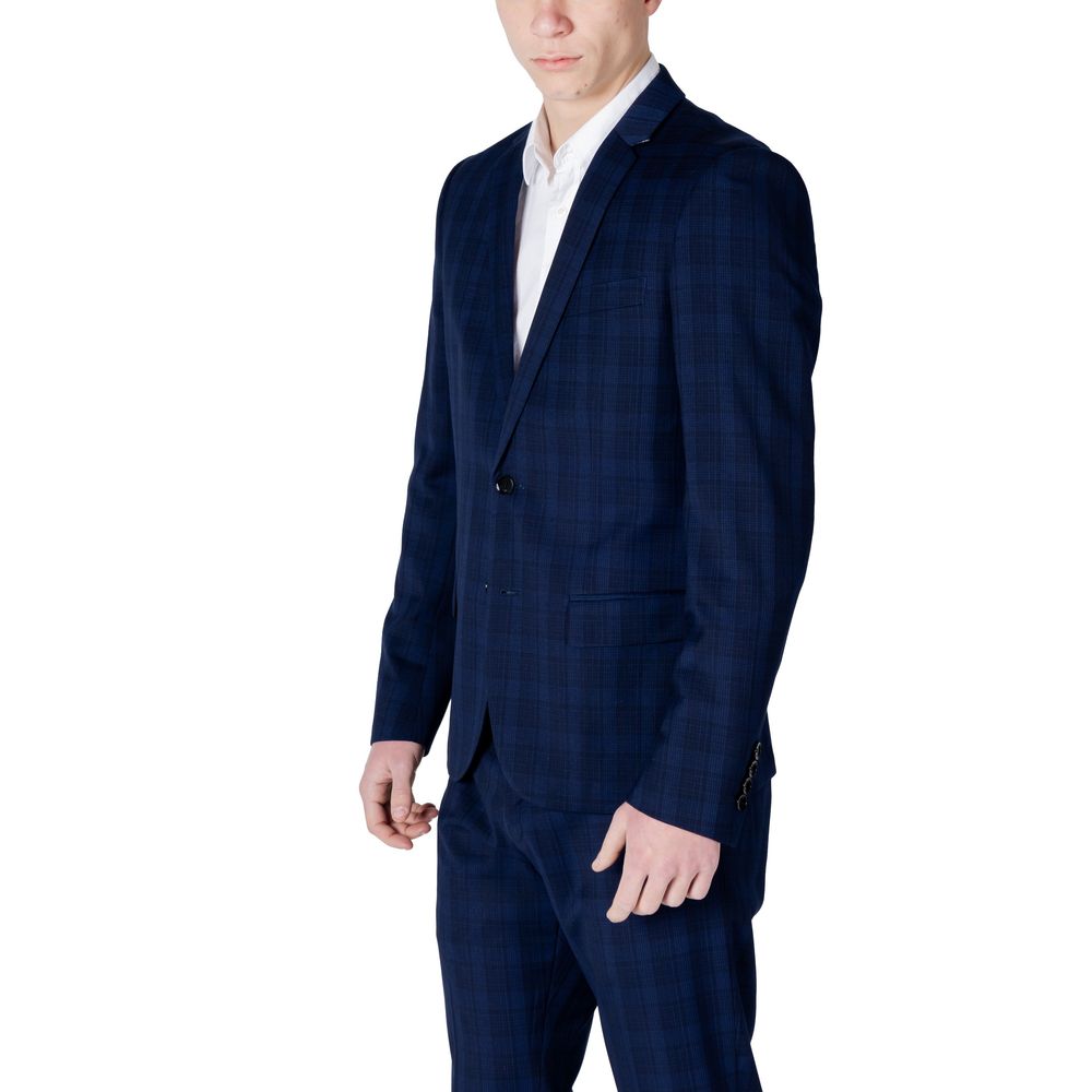Blue Polyester Blazer - ventzia
