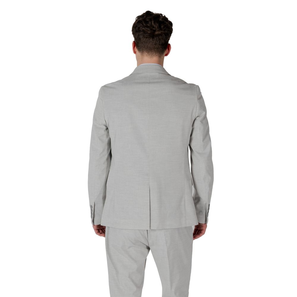 Gray Polyester Blazer - ventzia