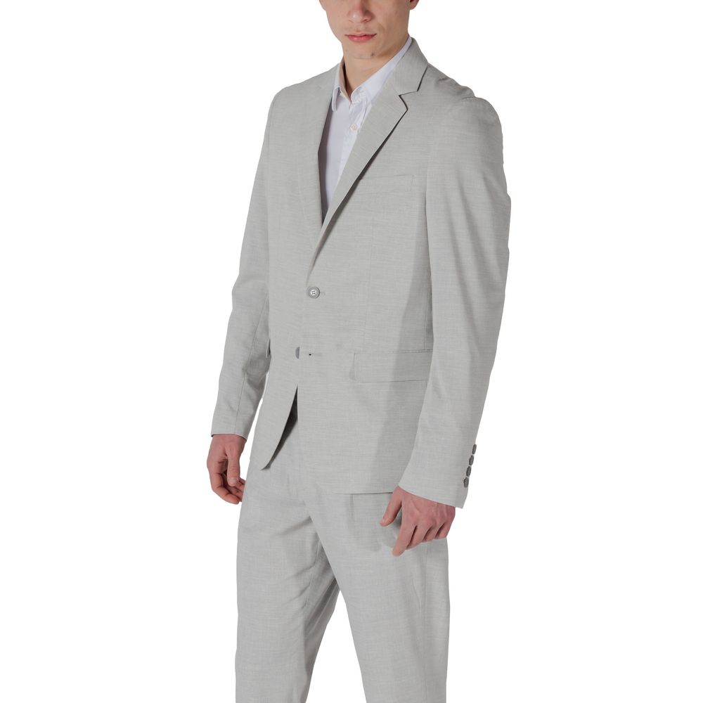 Gray Polyester Blazer - ventzia