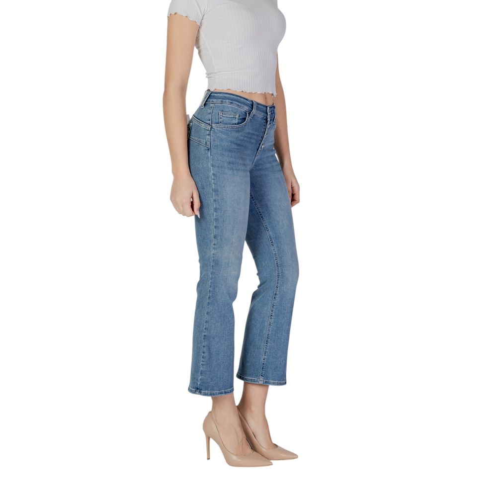 Blue Cotton Bootcut Jeans - ventzia