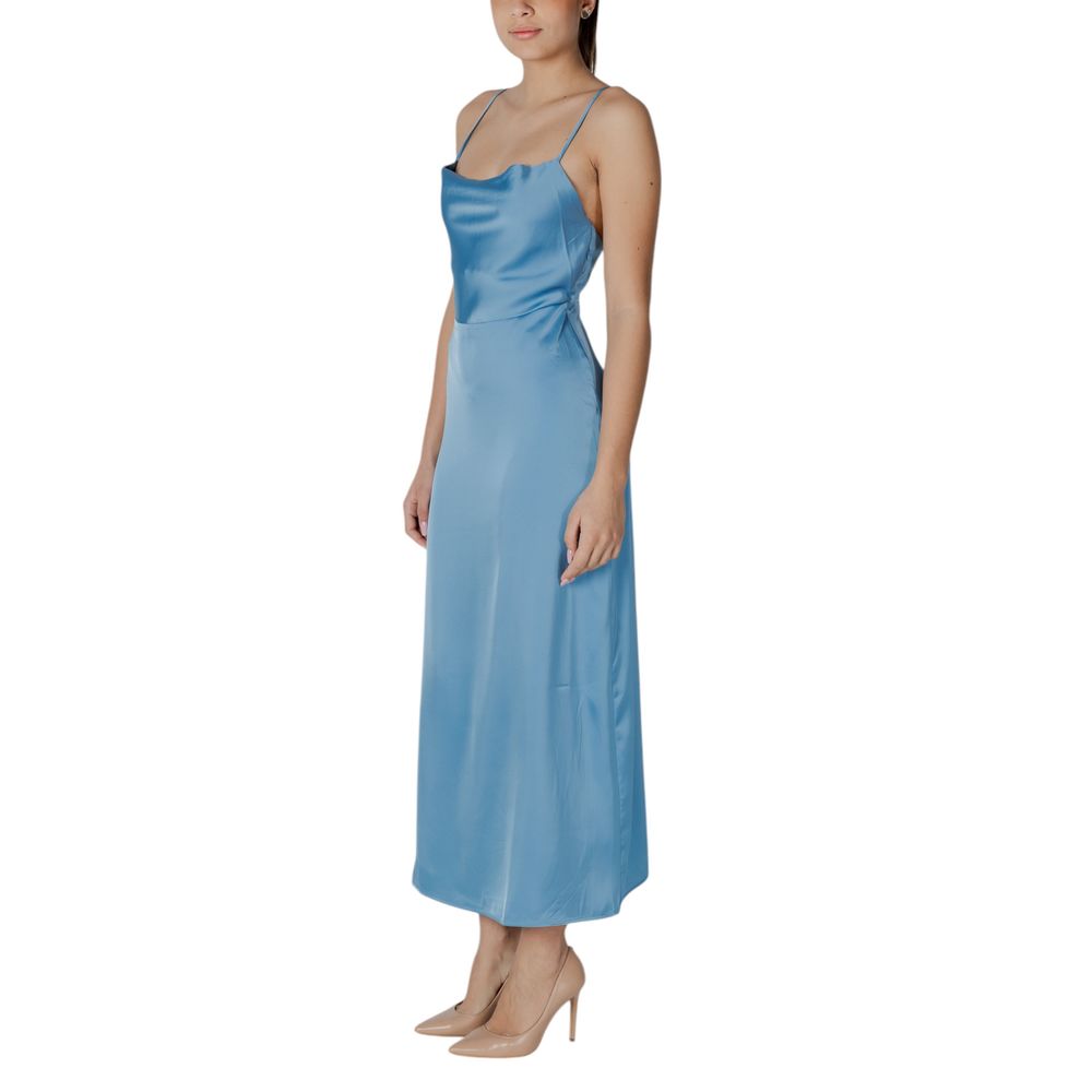 Turquoise Polyester Long Dress - ventzia