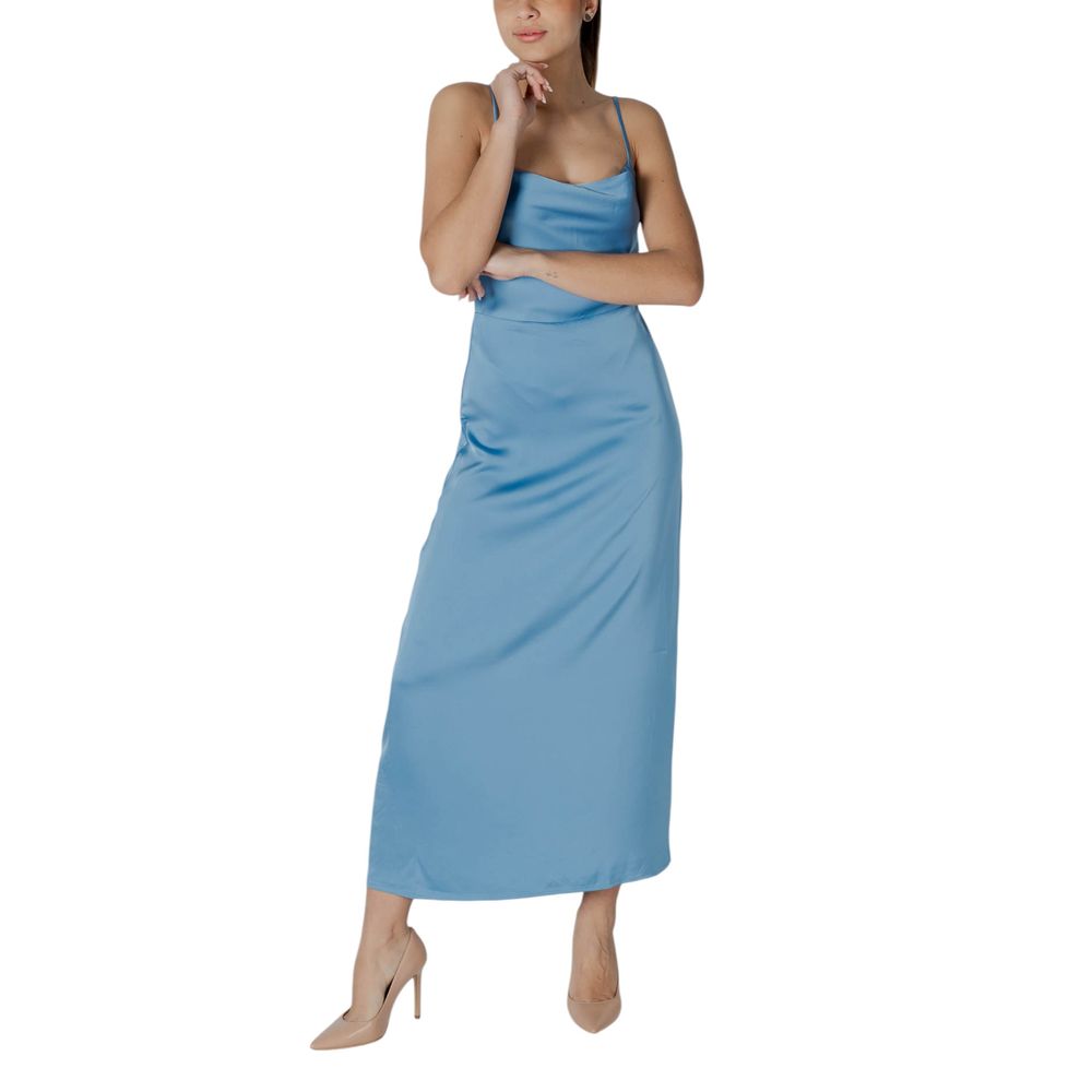 Turquoise Polyester Long Dress - ventzia