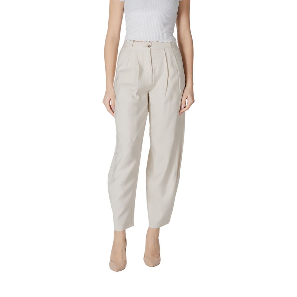 Beige Viscose Casual Pants - ventzia