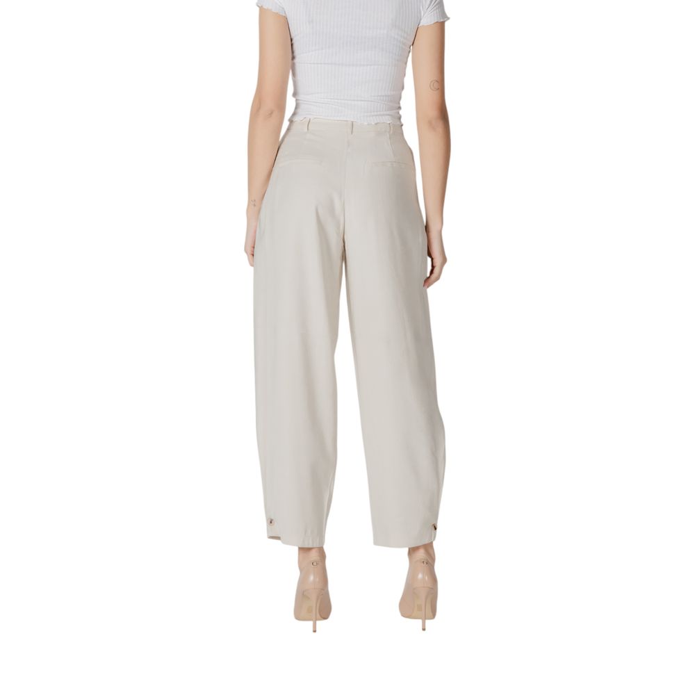 Beige Viscose Casual Pants - ventzia