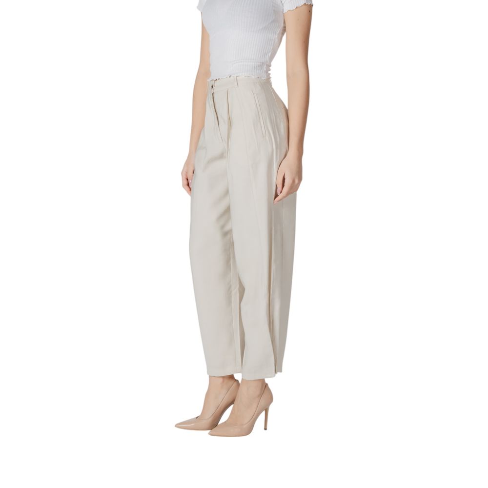 Beige Viscose Casual Pants - ventzia