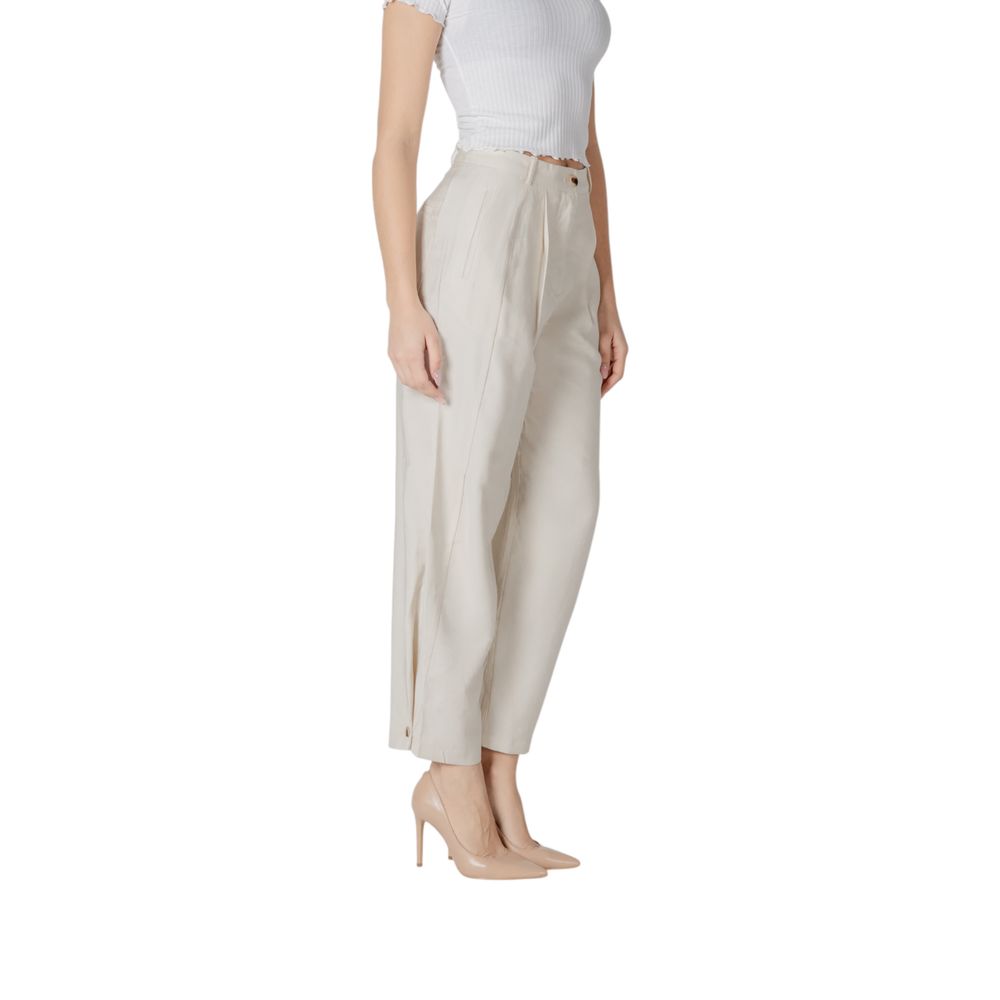 Beige Viscose Casual Pants - ventzia