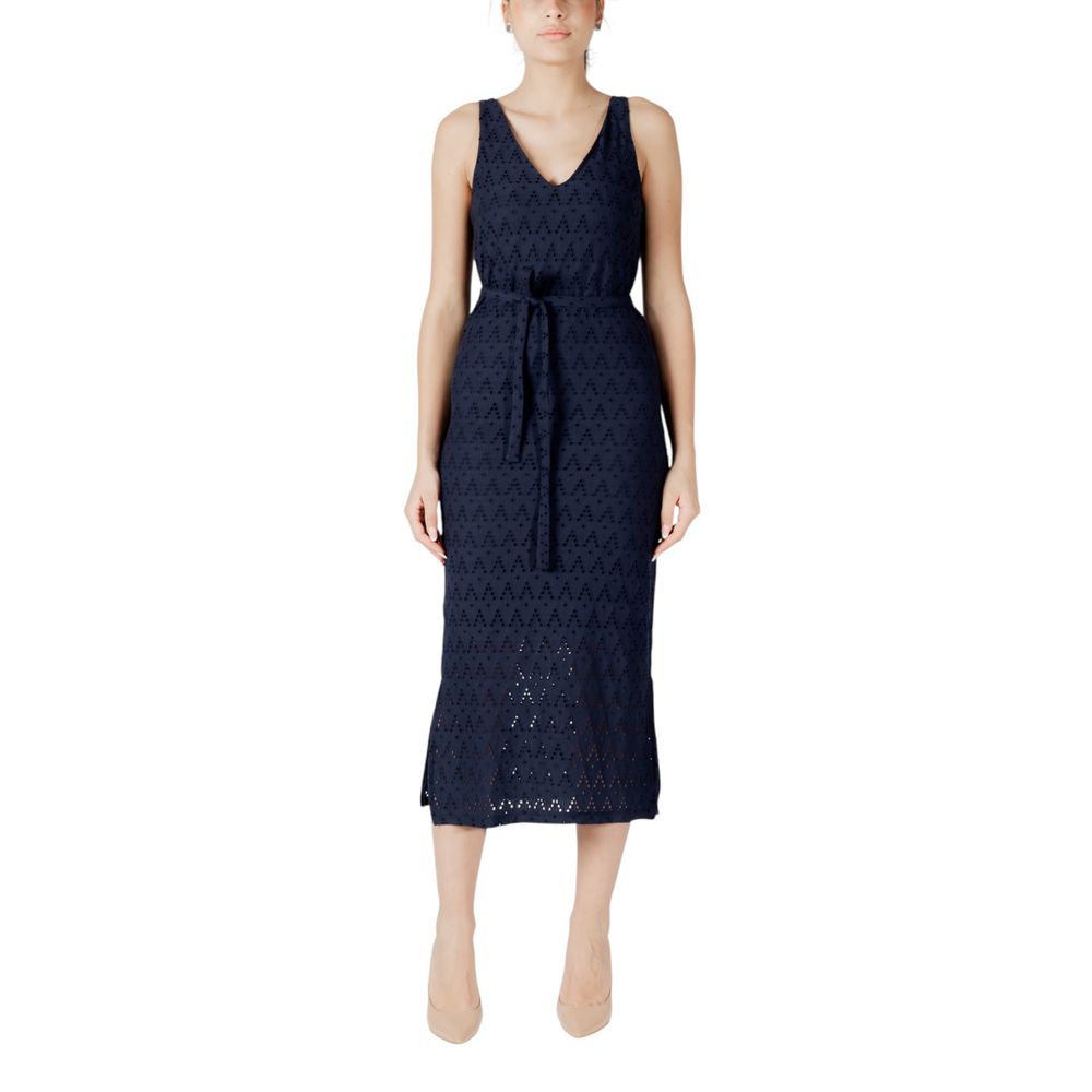 Blue Recycled Polyester Midi Dress - ventzia