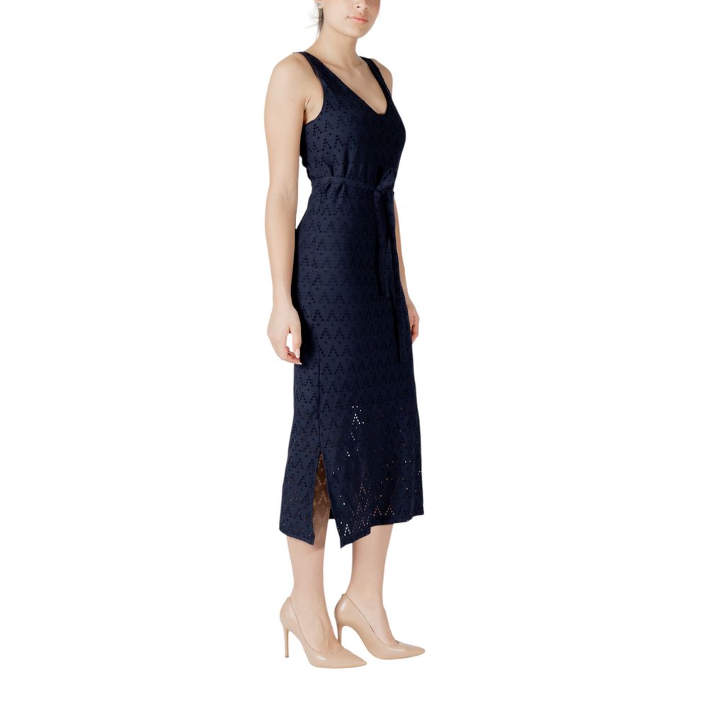 Blue Recycled Polyester Midi Dress - ventzia