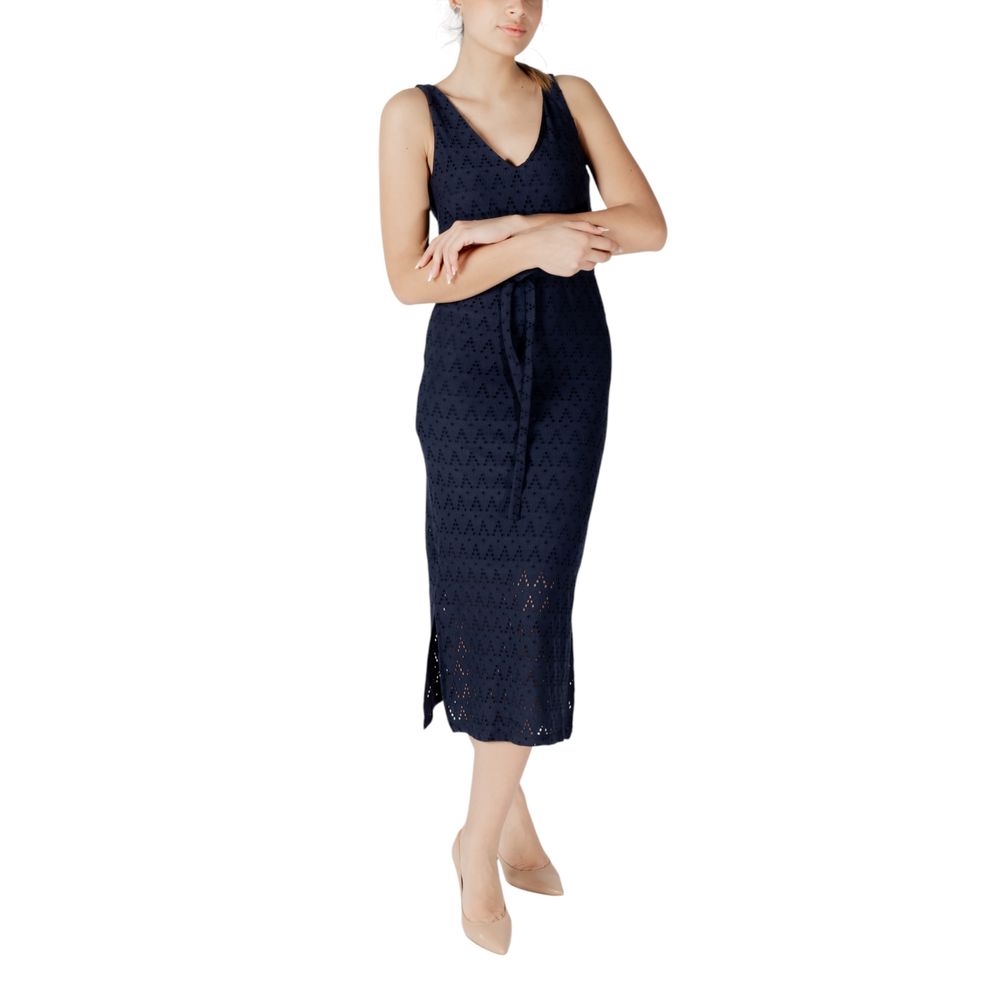 Blue Recycled Polyester Midi Dress - ventzia