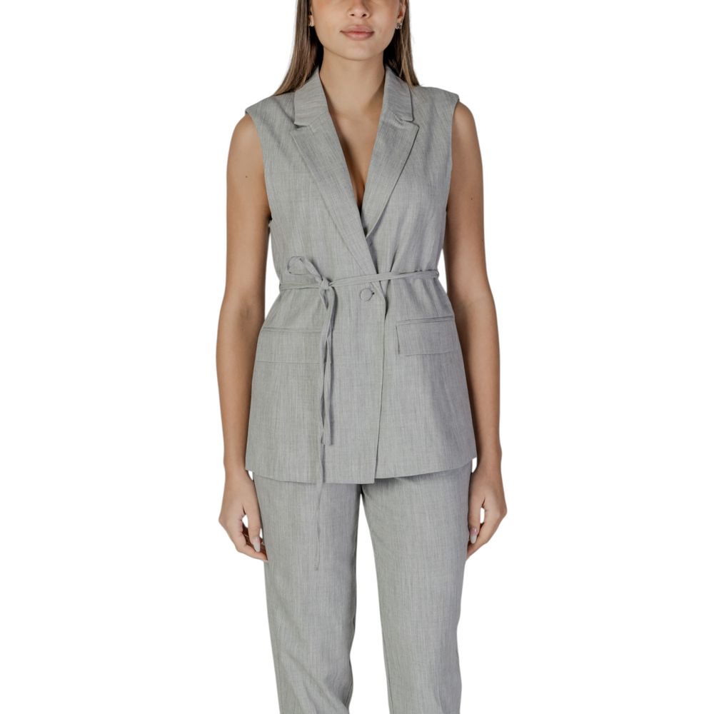 Gray Recycled Polyester Waistcoat - ventzia