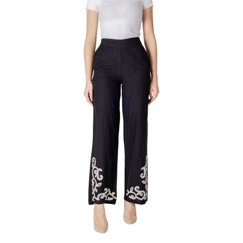 Black Viscose Flared Pants - ventzia