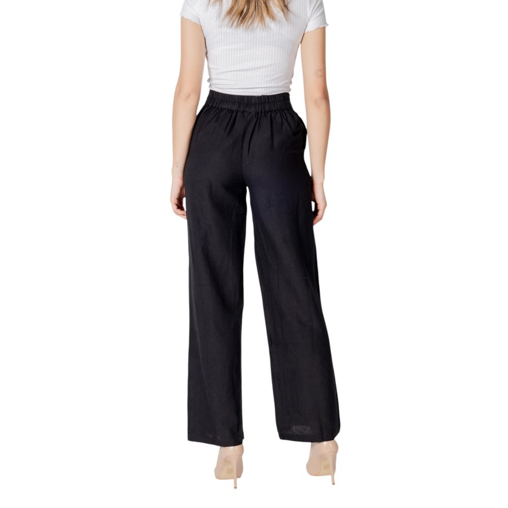 Black Viscose Flared Pants - ventzia