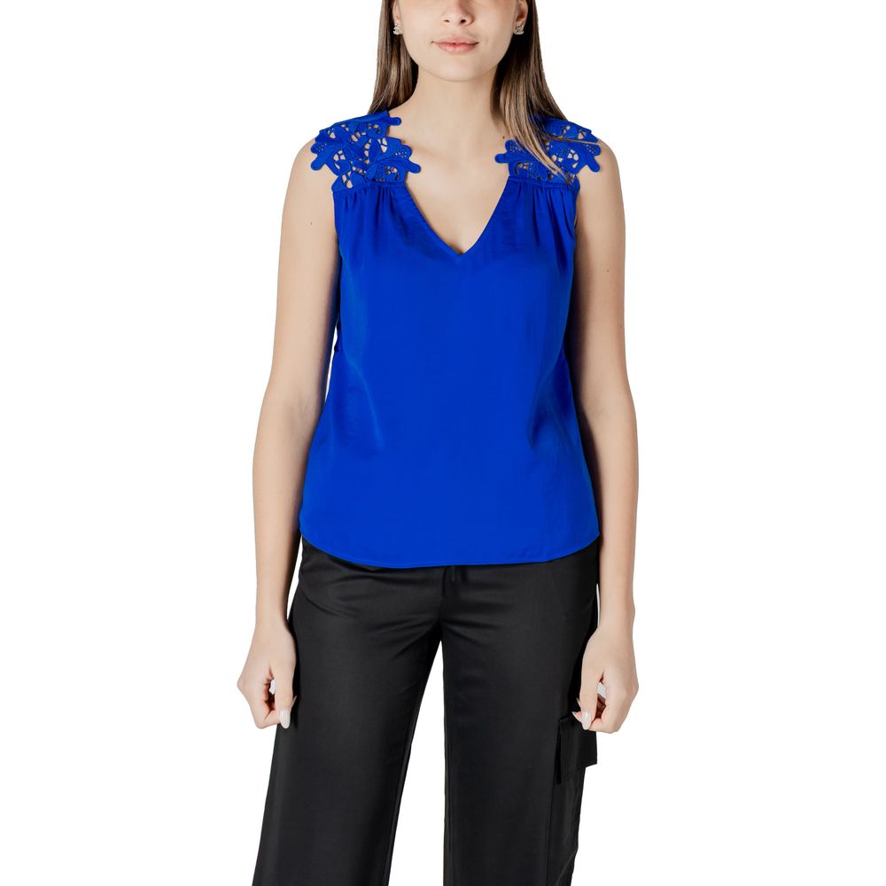Blue Polyester Tank Tops - ventzia