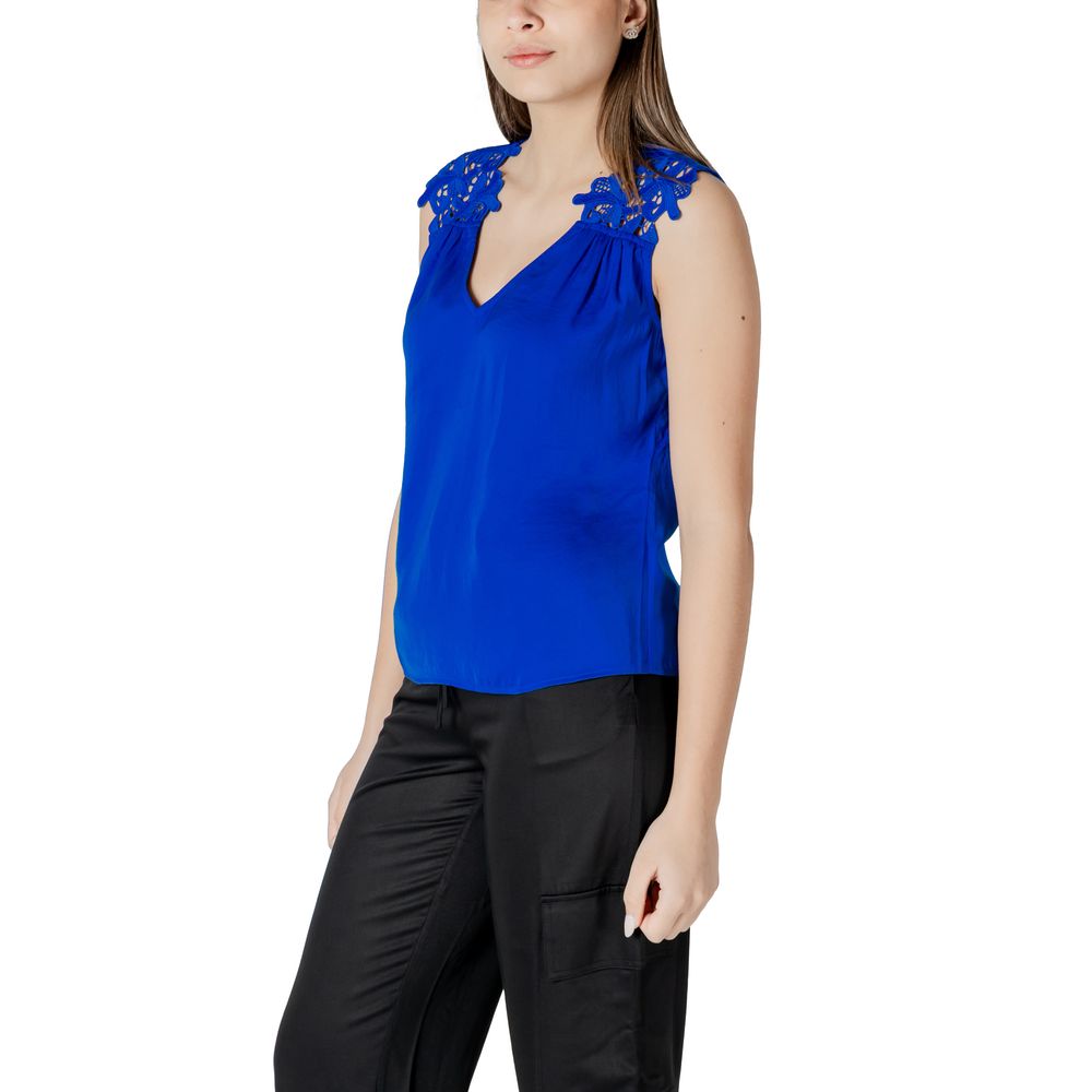 Blue Polyester Tank Tops - ventzia