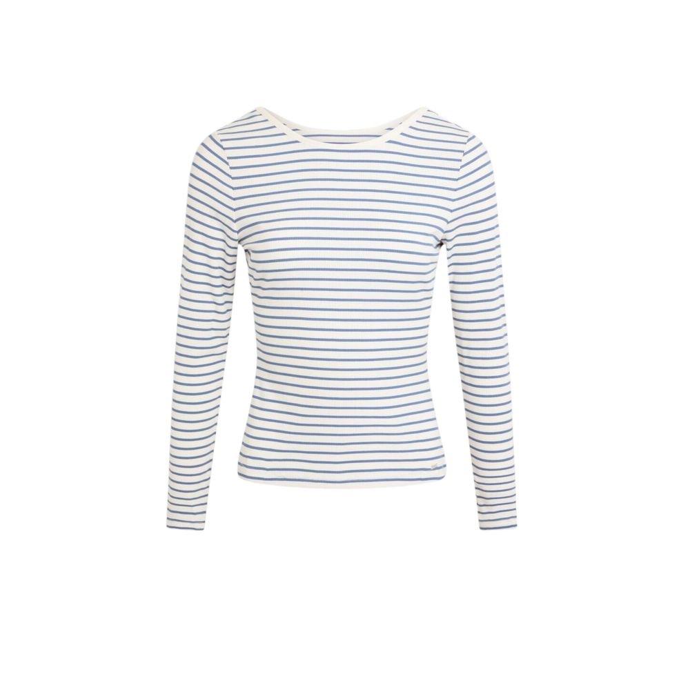 White Viscose Long Sleeve T-Shirt - ventzia