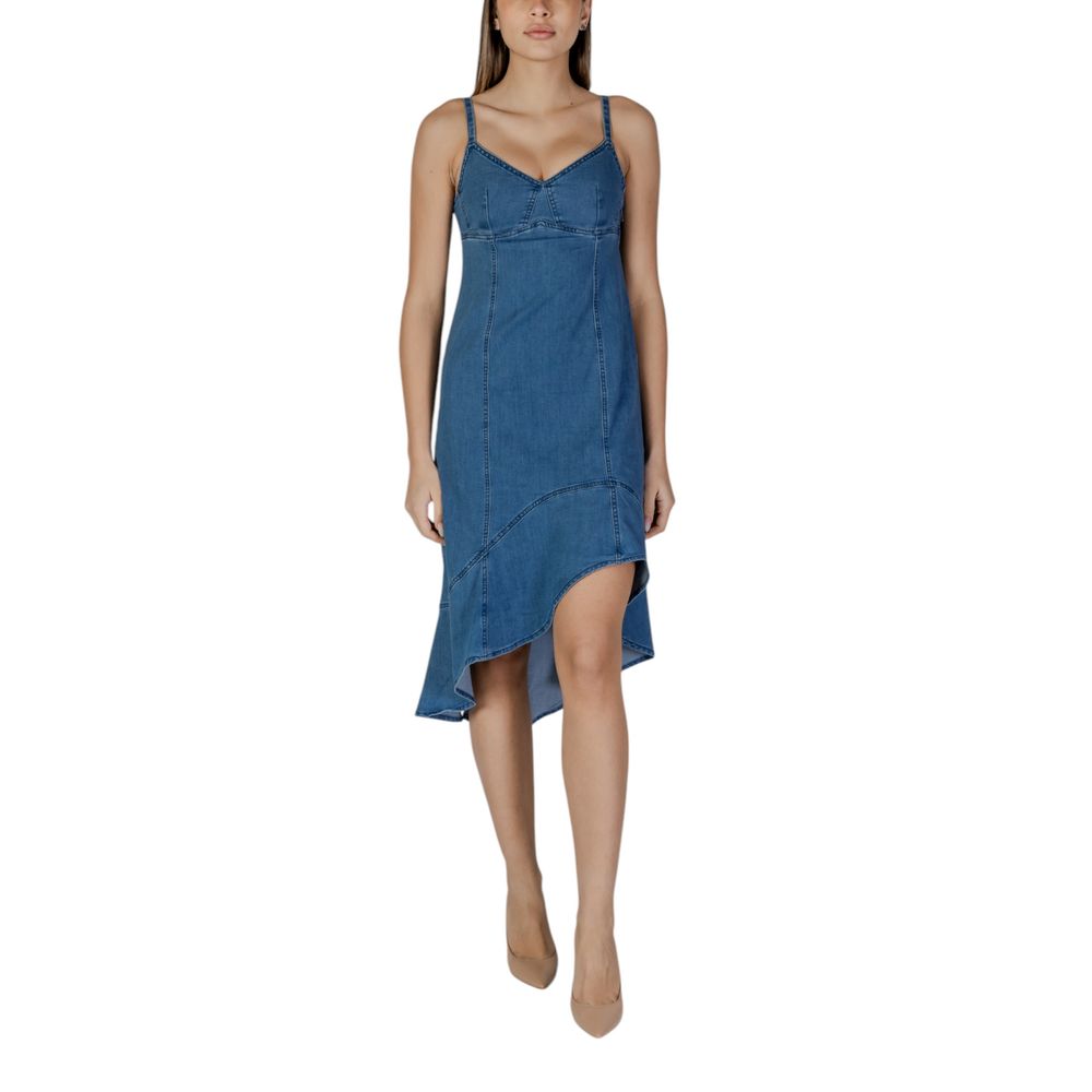 Blue Cotton Long Dress - ventzia