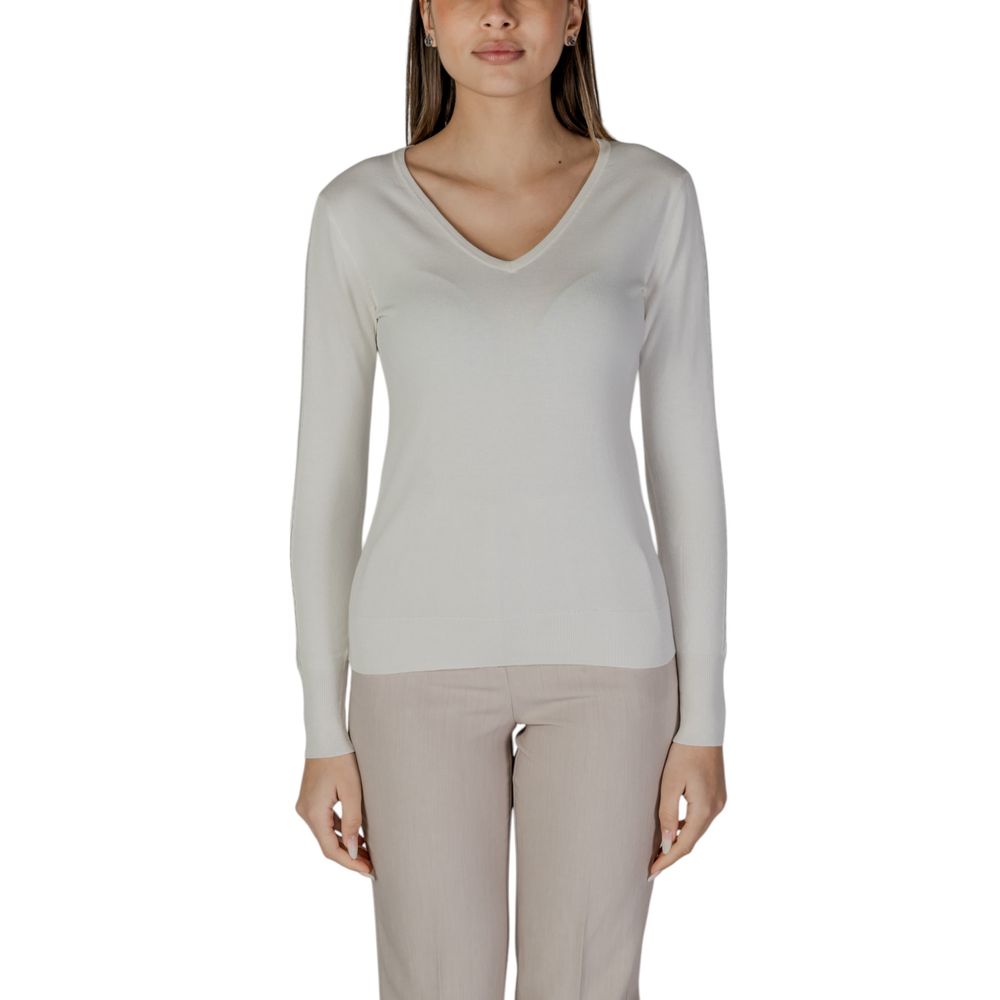 Cream Viscose Long Sleeve T-Shirt - ventzia