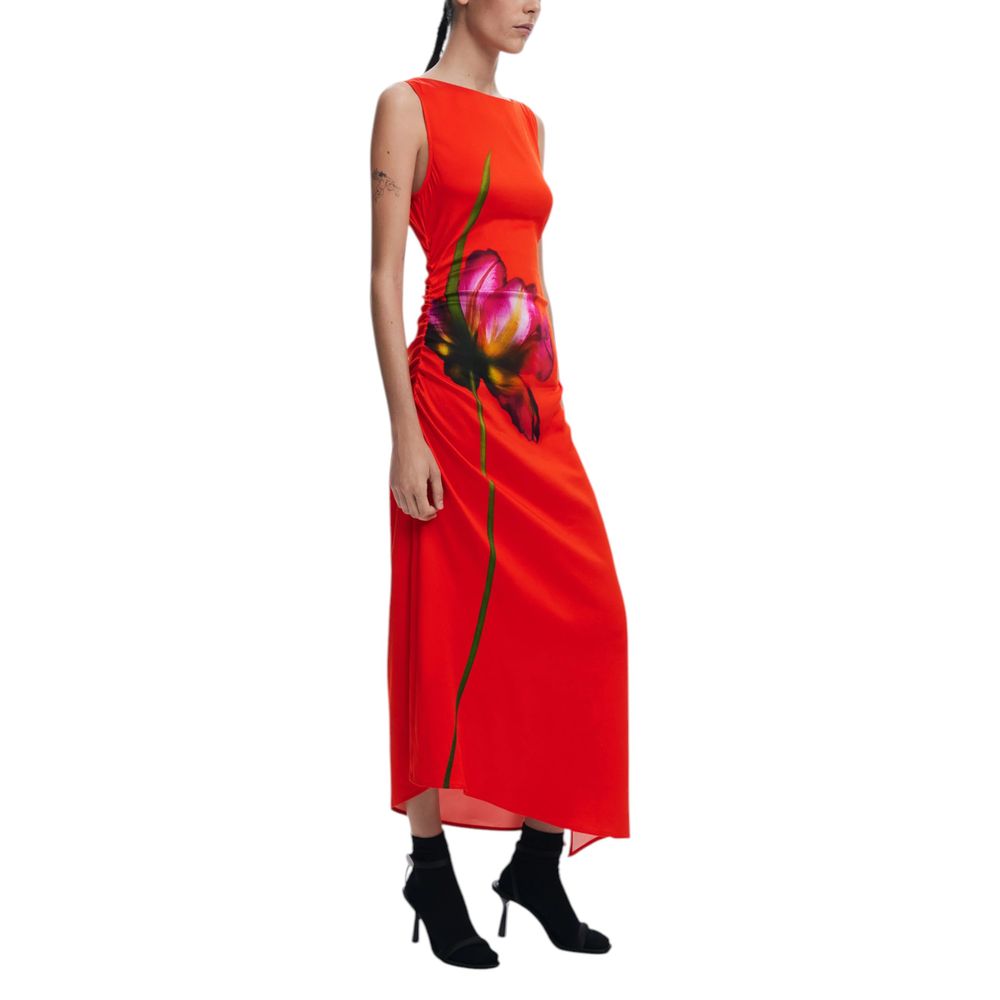 Red Viscose Long Dress - ventzia