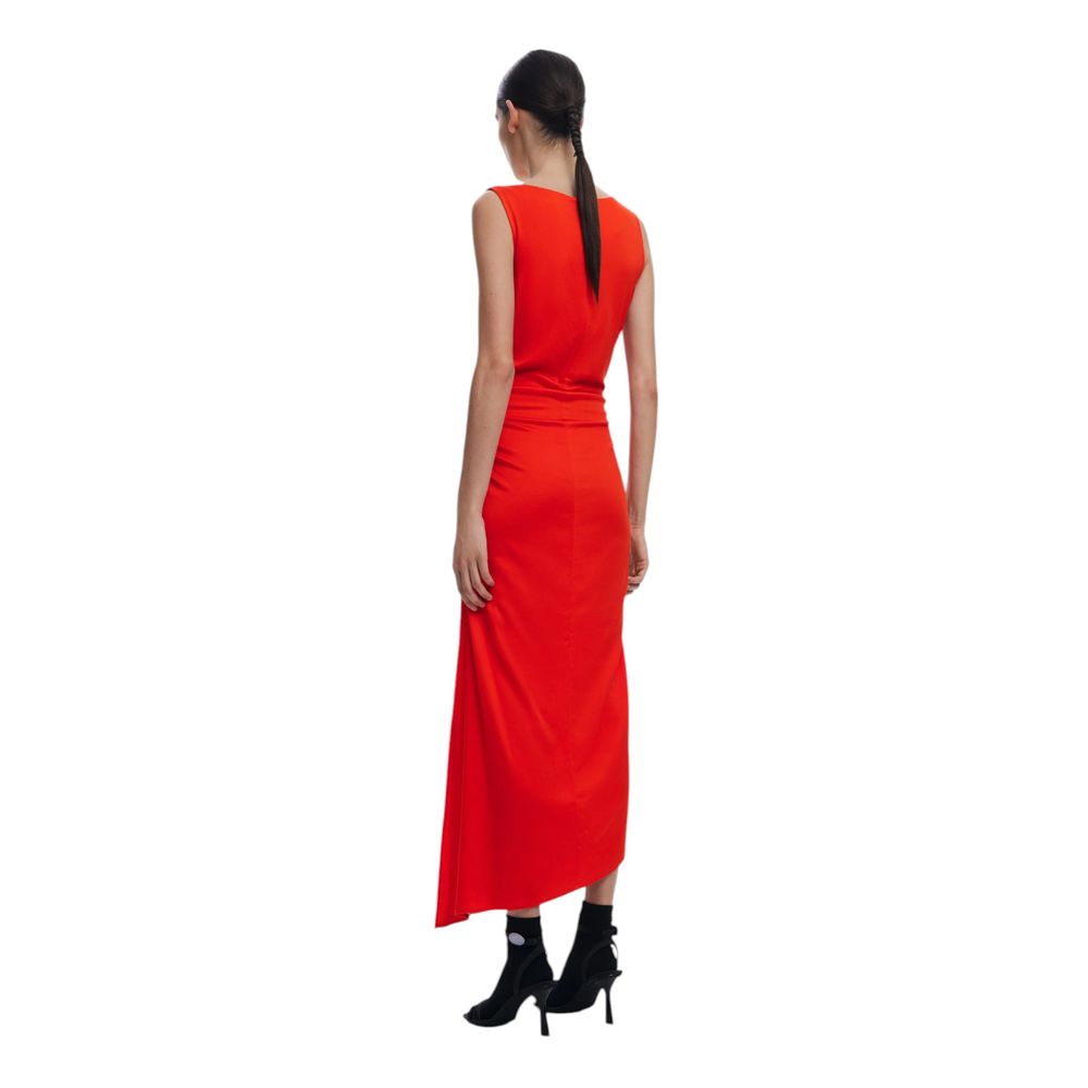 Red Viscose Long Dress - ventzia