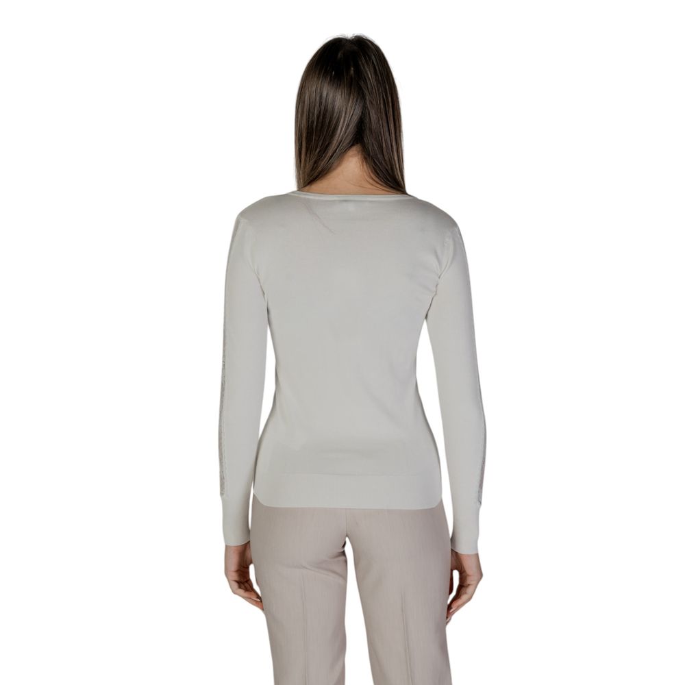 Cream Viscose Long Sleeve T-Shirt - ventzia
