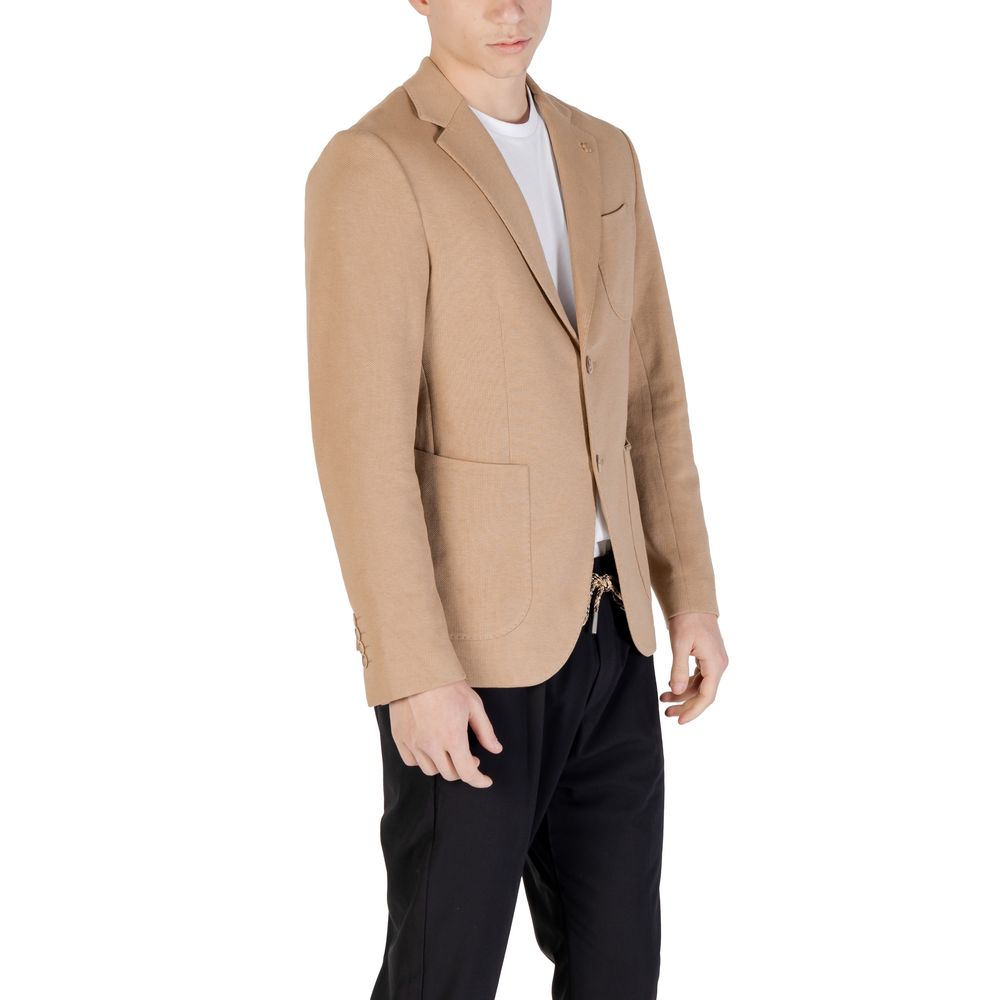 Beige Cotton Blazer - ventzia