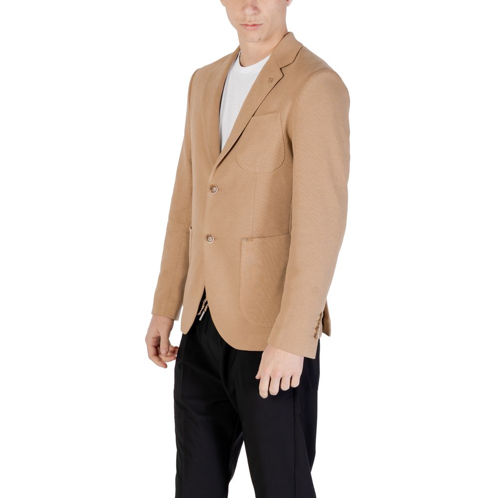 Beige Cotton Blazer - ventzia