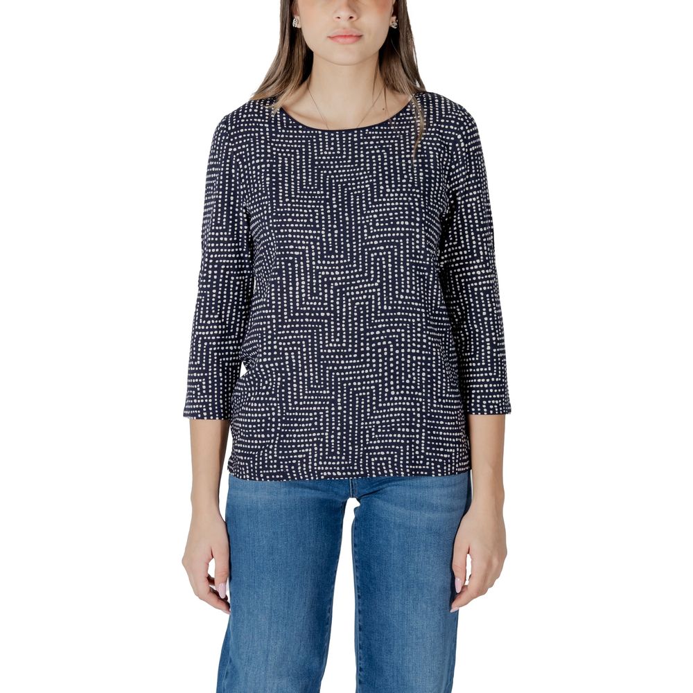 Blue Viscose Long Sleeve T-Shirt - ventzia
