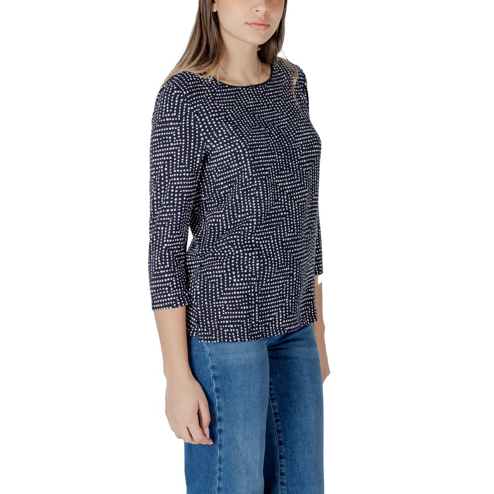 Blue Viscose Long Sleeve T-Shirt - ventzia