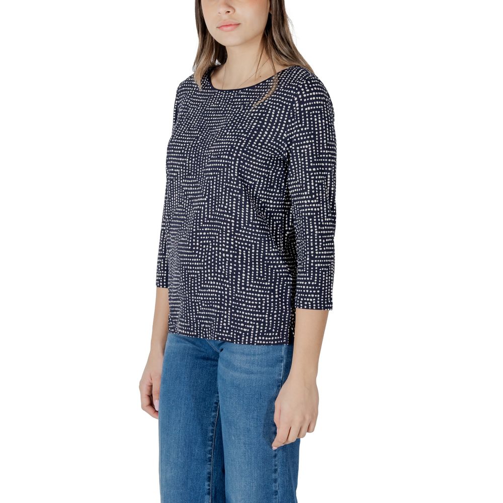 Blue Viscose Long Sleeve T-Shirt - ventzia