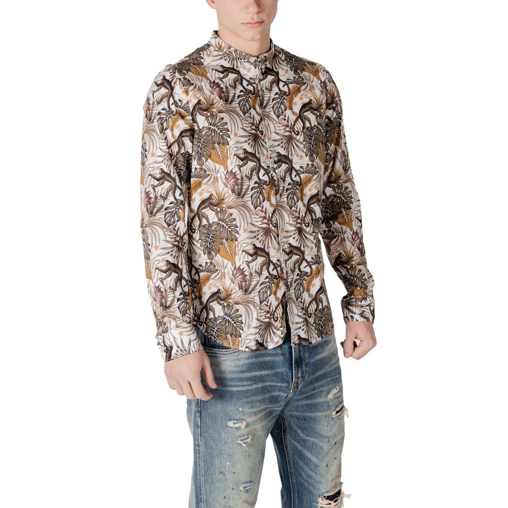 White Cotton Pattern Shirt - ventzia