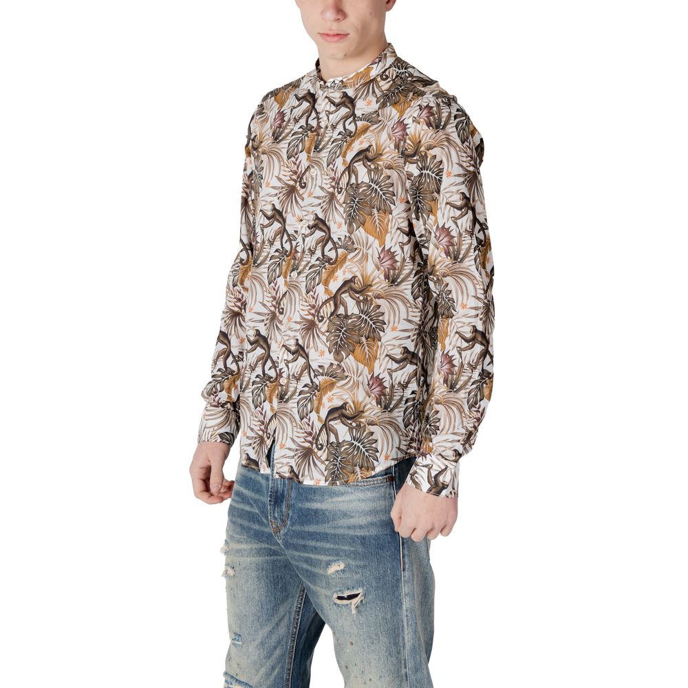 White Cotton Pattern Shirt - ventzia