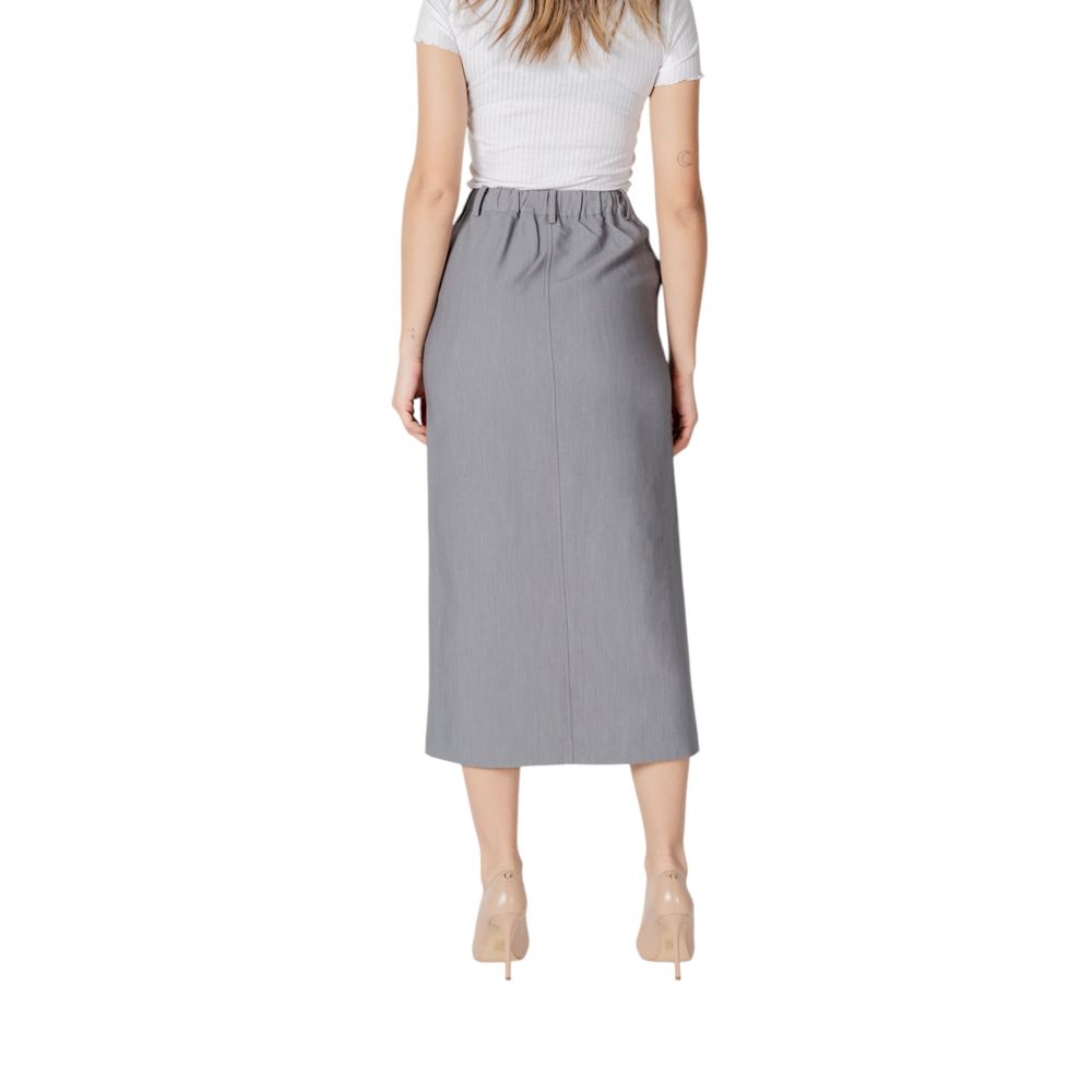 Gray Polyester Long Skirt - ventzia