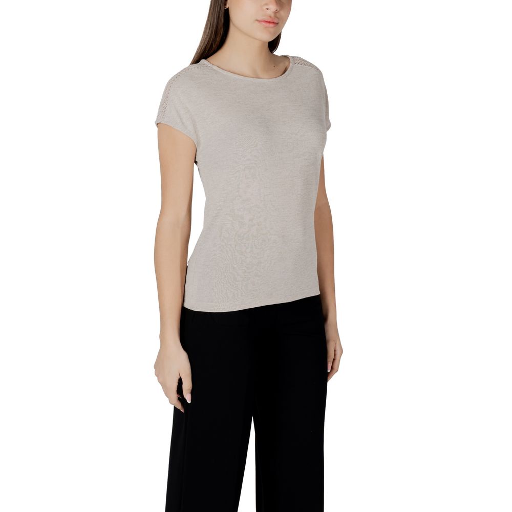Beige Polyester T-Shirt - ventzia