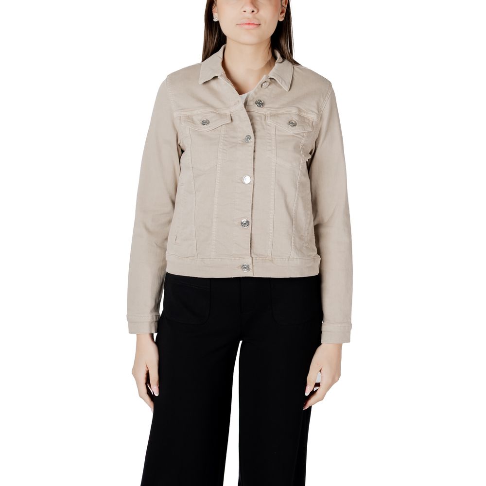 Beige Cotton Jackets & Coat - ventzia