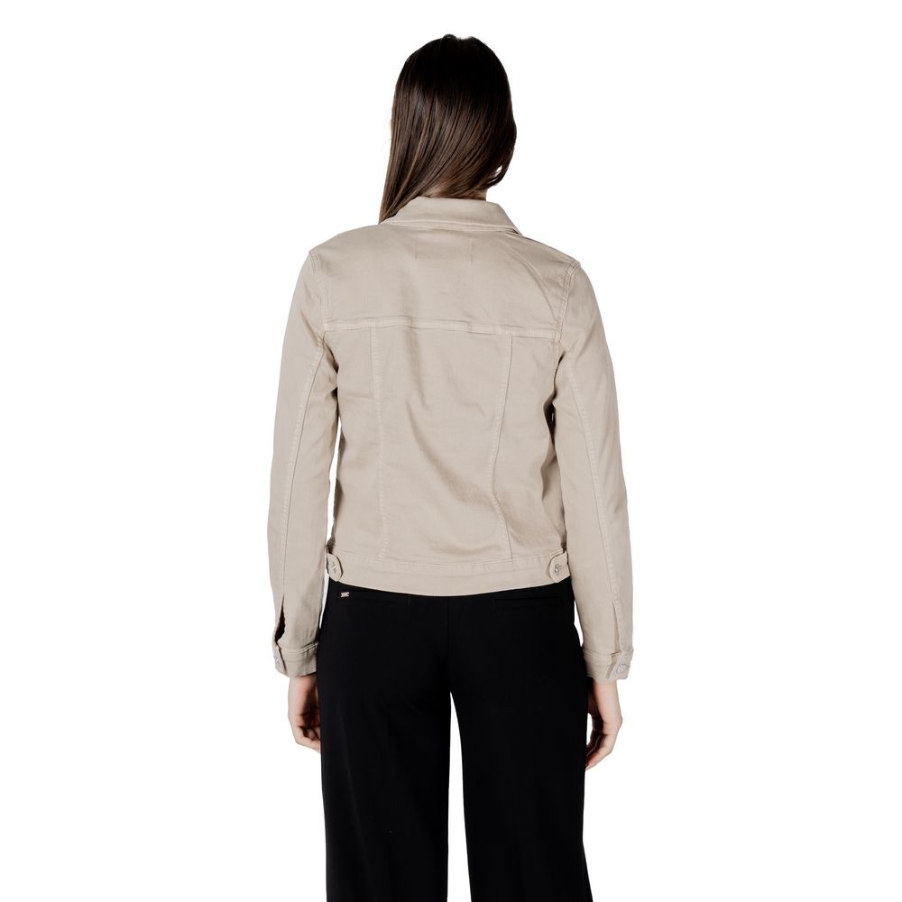 Beige Cotton Jackets & Coat - ventzia