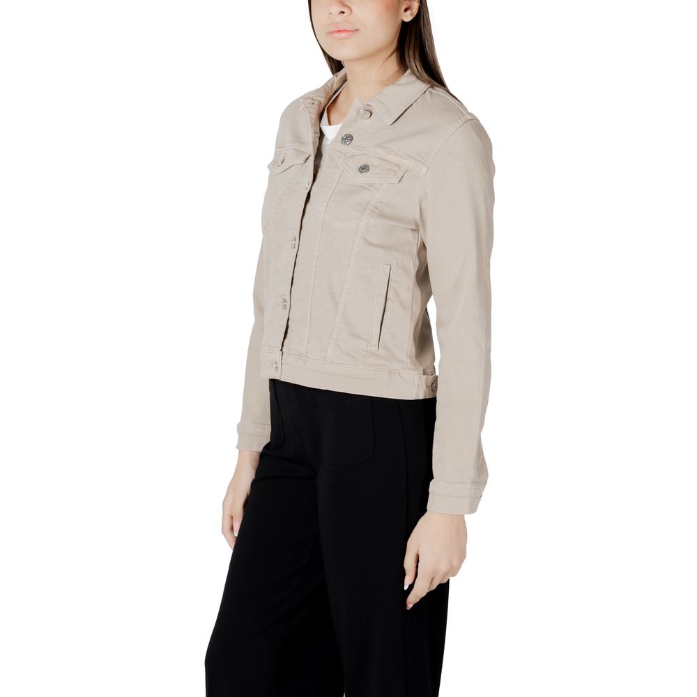 Beige Cotton Jackets & Coat - ventzia