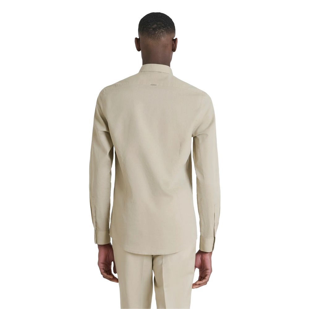 Beige Cotton Shirt - ventzia