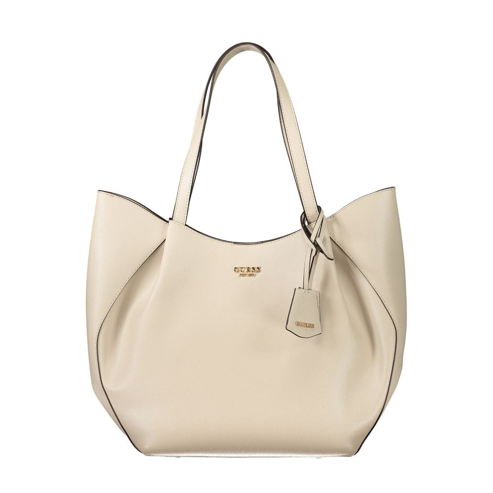 Beige Polyethylene Women Handbag - ventzia