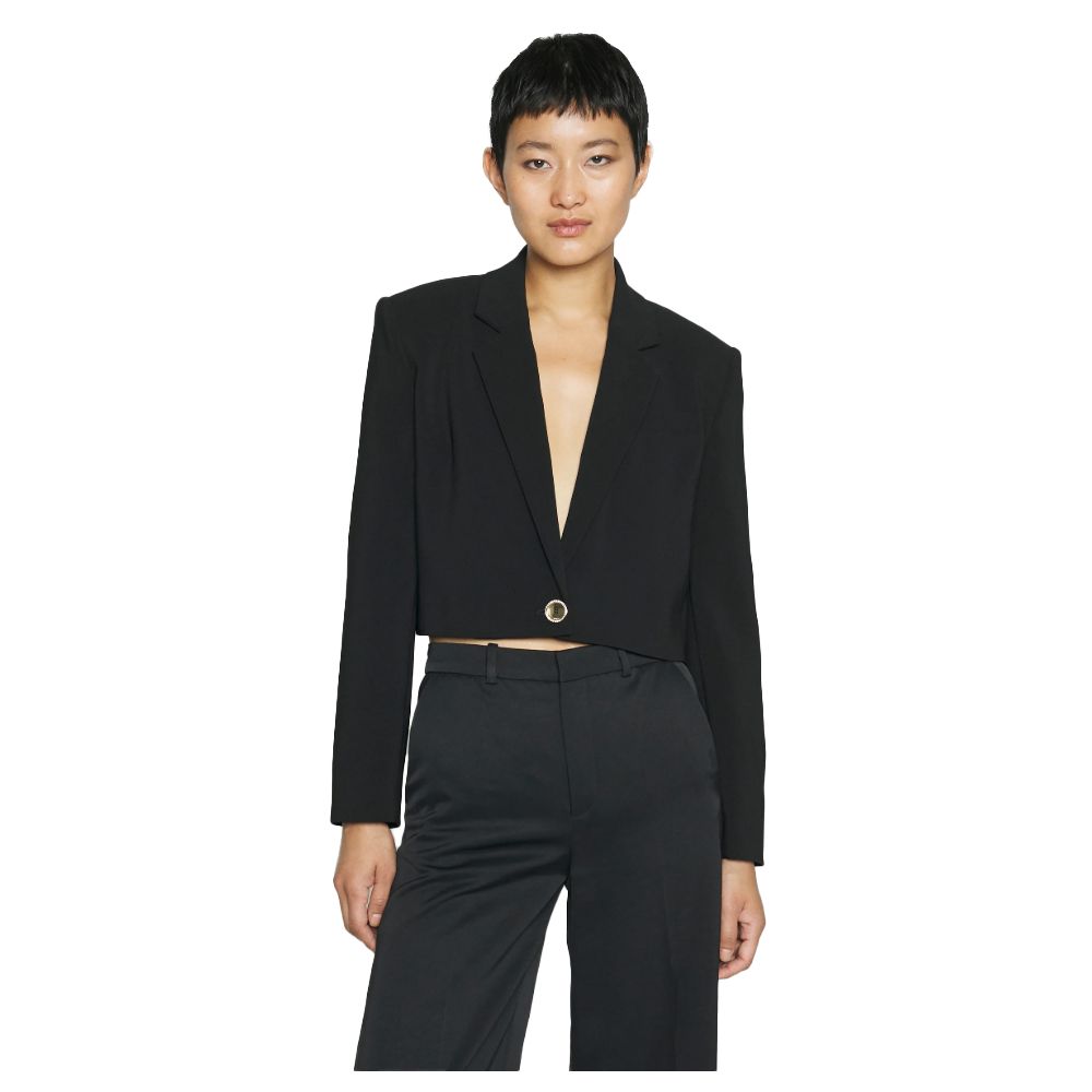 Black Polyester Women Blazer