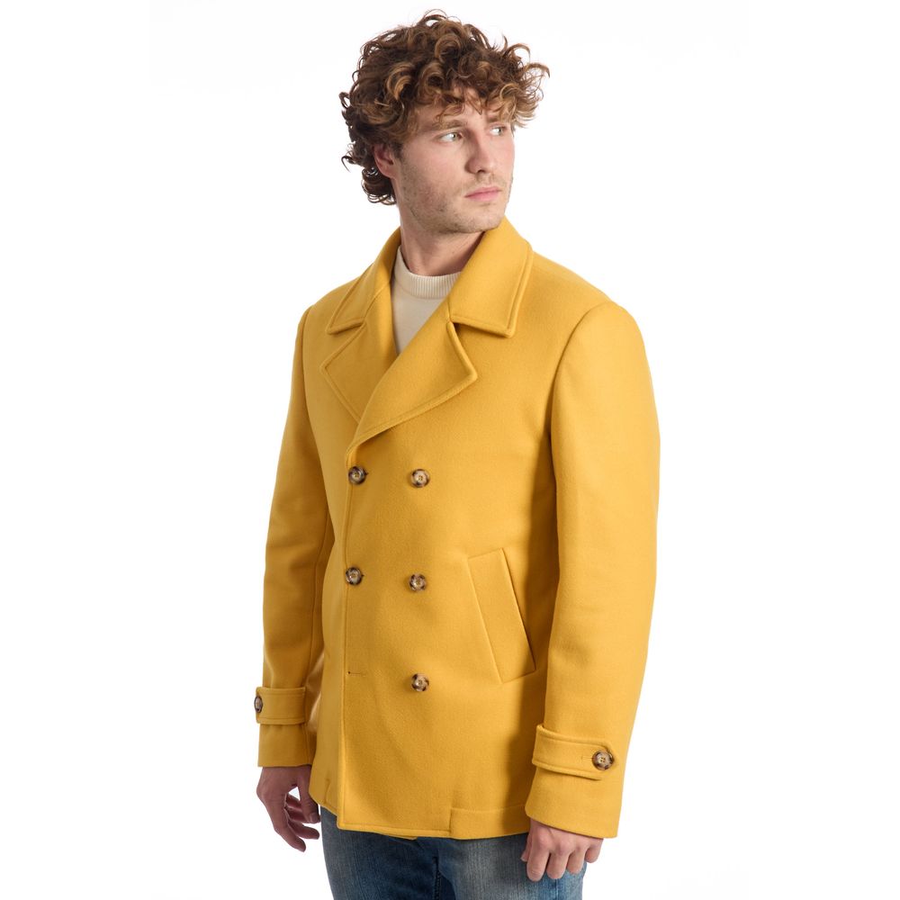 Yellow Wool Men's Short Coat - ventzia