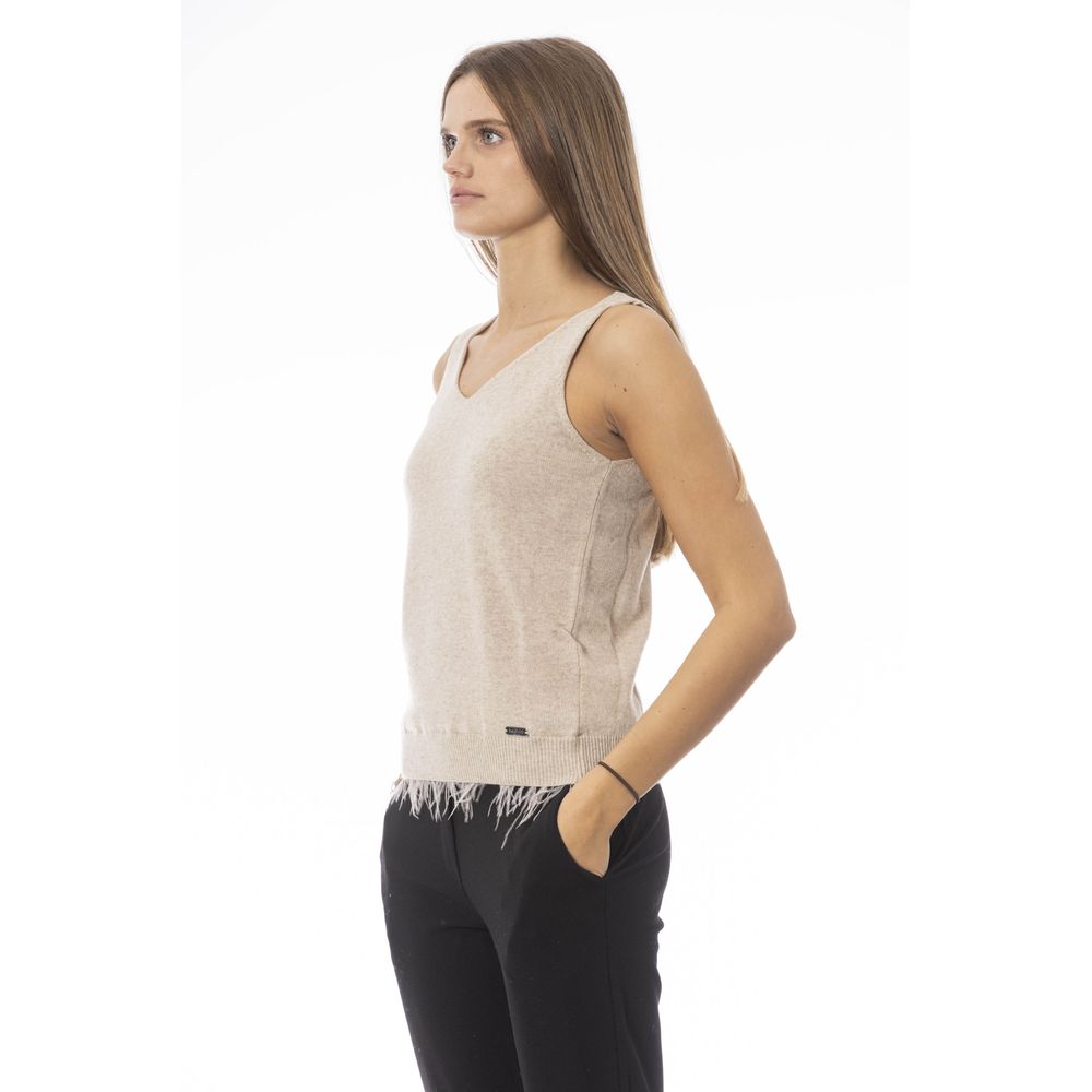 Beige Wool Women Top - ventzia