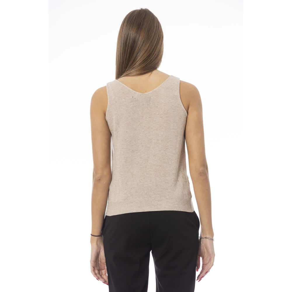 Beige Wool Women Top - ventzia