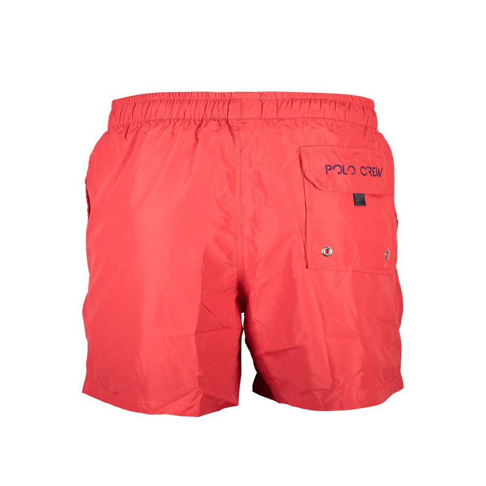 Red Polyester Men's Swim Trunk - ventzia
