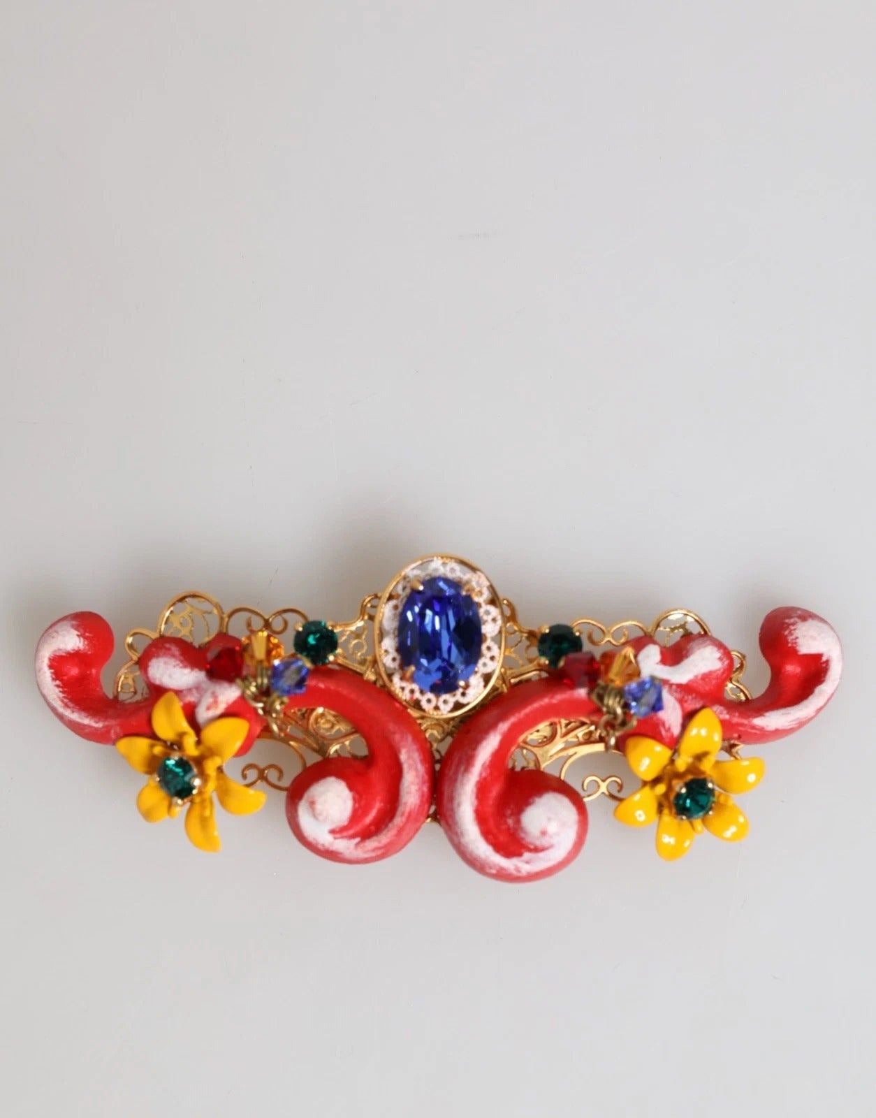 Multicolor Spring CARRETTO Gold Brass Crystal Hair Clip - ventzia