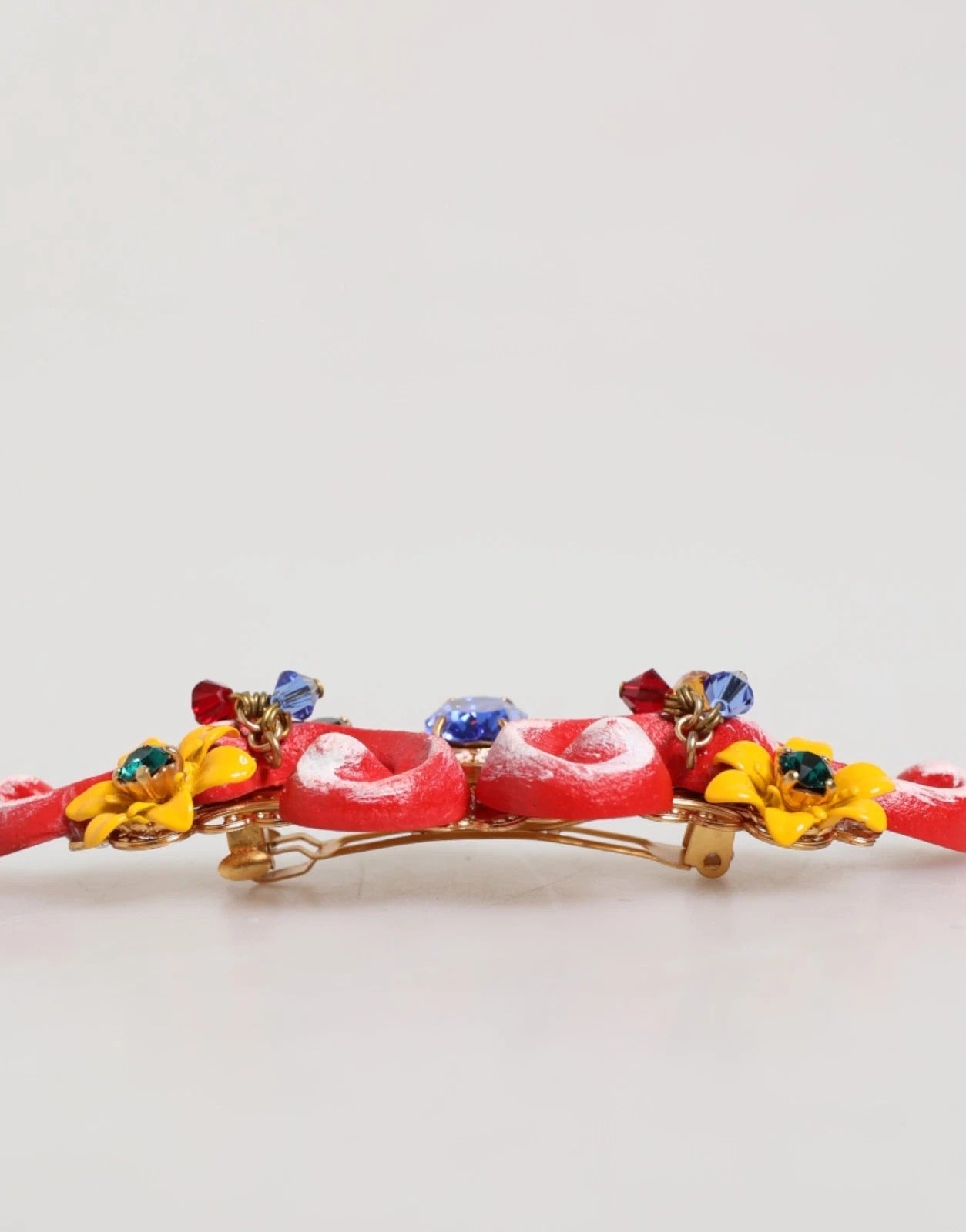 Multicolor Spring CARRETTO Gold Brass Crystal Hair Clip - ventzia