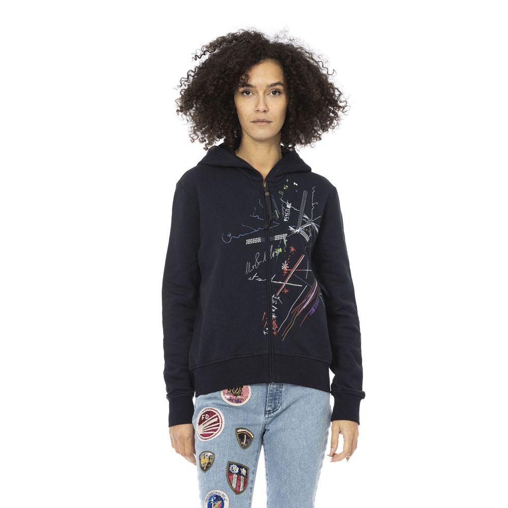 Blue Cotton Women Sweatshirt - ventzia