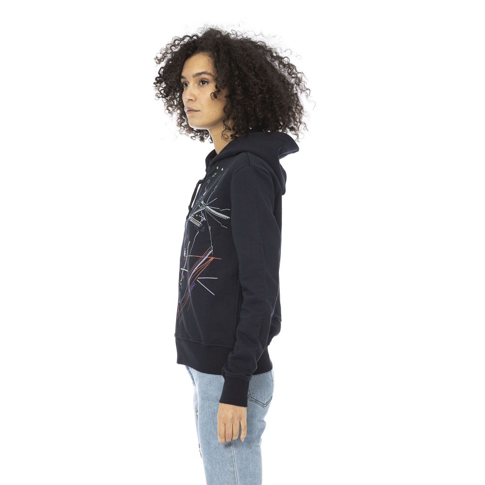 Blue Cotton Women Sweatshirt - ventzia