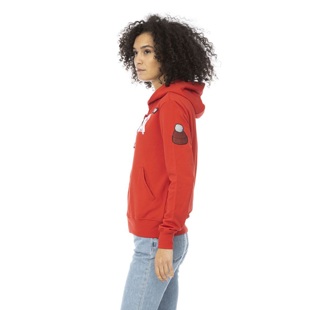 Red Cotton Women Sweatshirt Top - ventzia