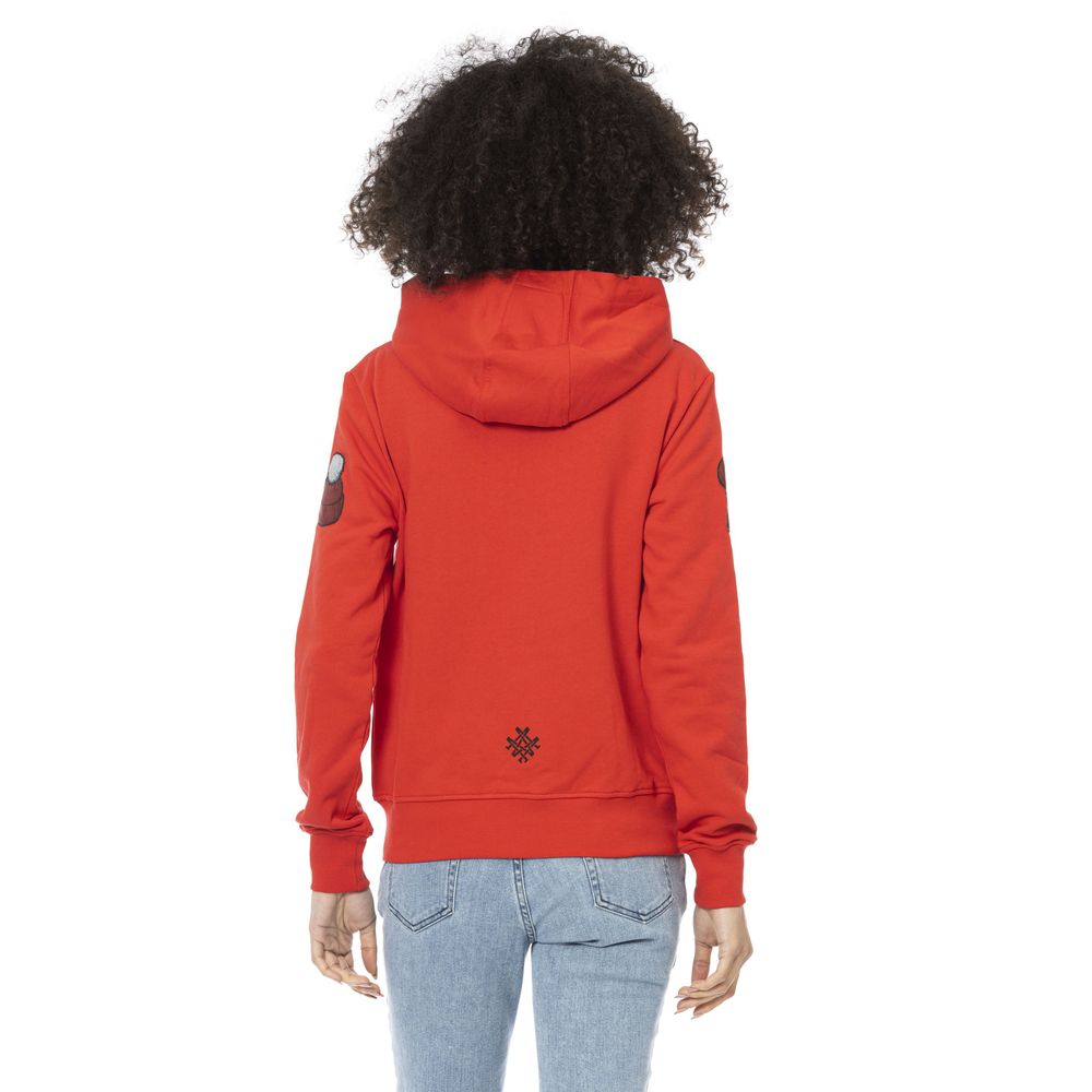 Red Cotton Women Sweatshirt Top - ventzia