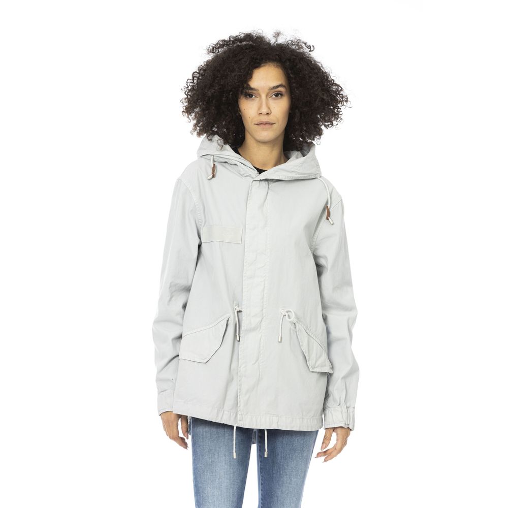 Silver Cotton Women Jacket - ventzia